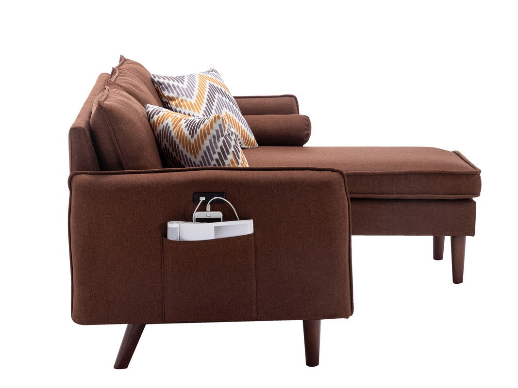 Mia - Sectional Sofa Chaise With USB Charger And Pillows, photo 7 of 10