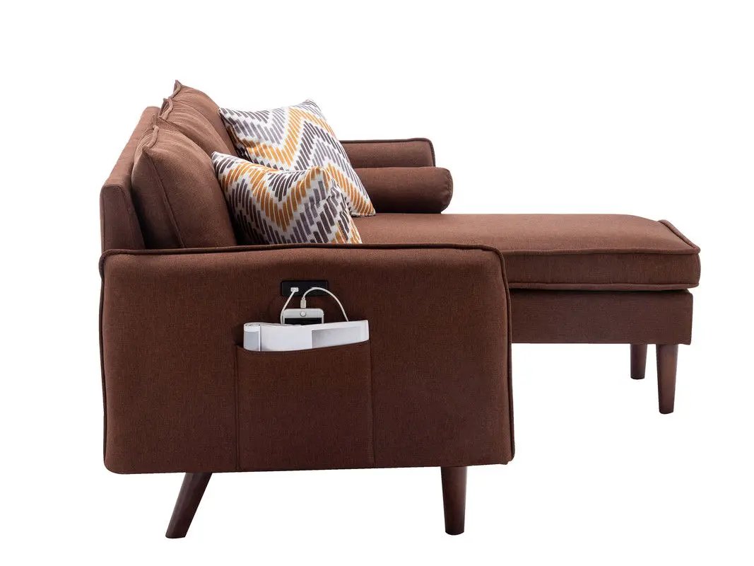 Mia - Sectional Sofa Chaise With USB Charger And Pillows by Unique Piece Furniture