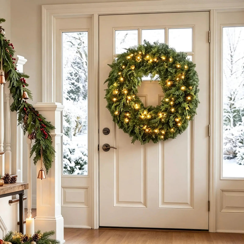 36-Inch Pre-Lit Crestwood Spruce Artificial Christmas Wreath by HouseOfZazla