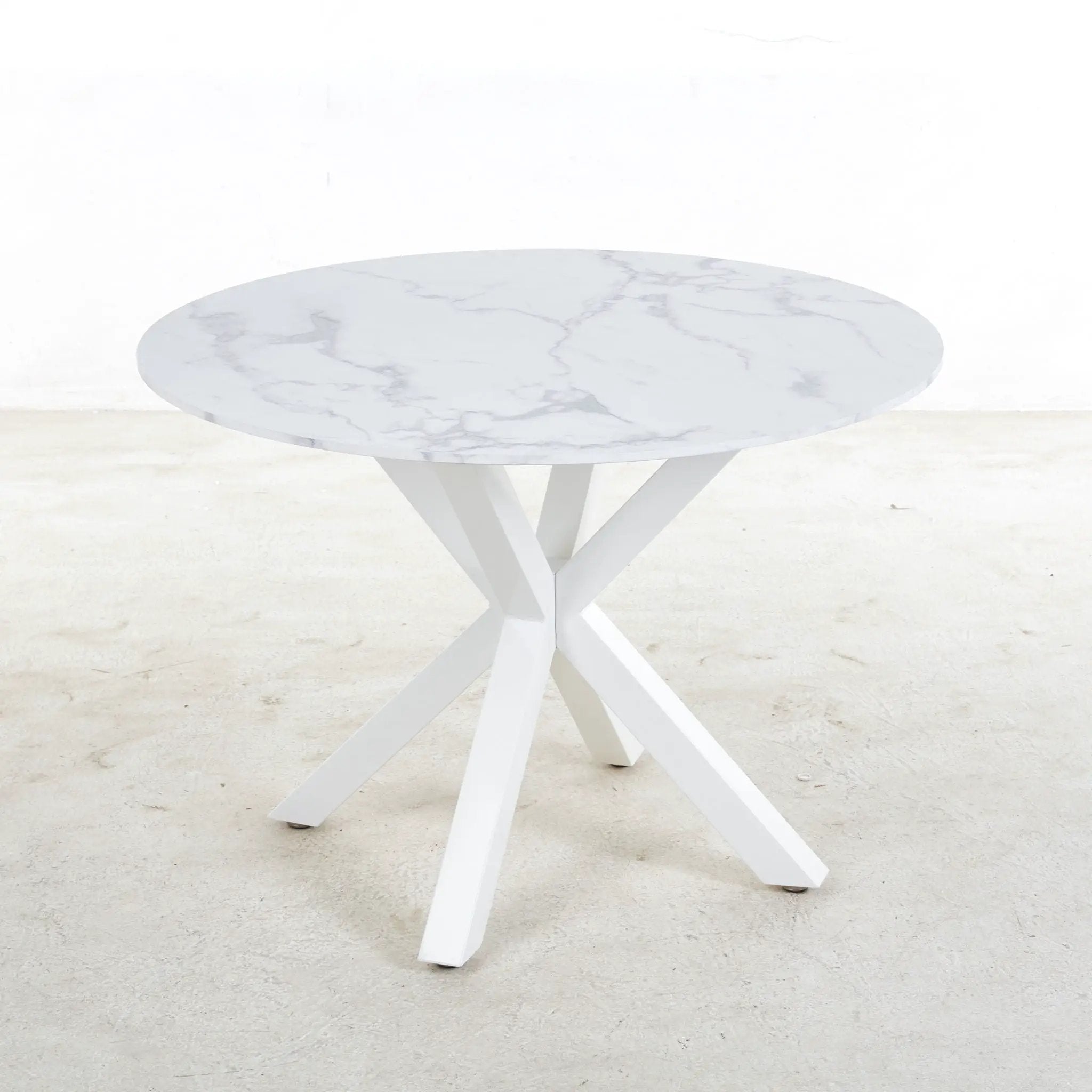 Cross Leg Dining Table With Round Top, For 4 - 6 People - White