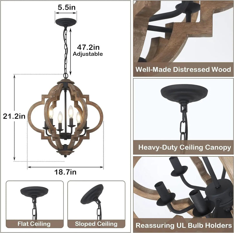 Farmhouse Chandeliers for Dining Room, 6-Light Rustic Light Fixture by HouseOfZazla