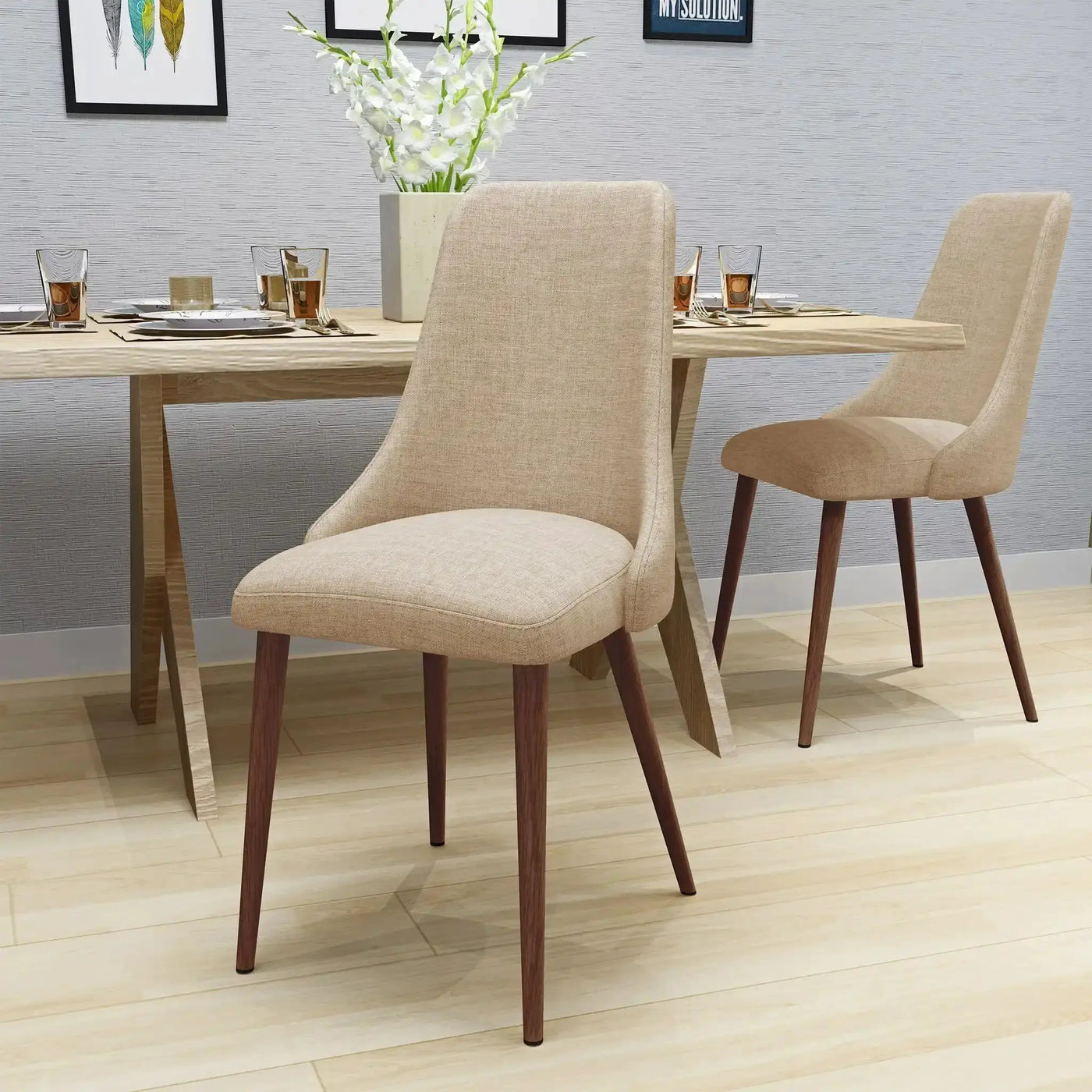 Mid Century Modern Fabric Armless Dining Chair by HouseOfZazla