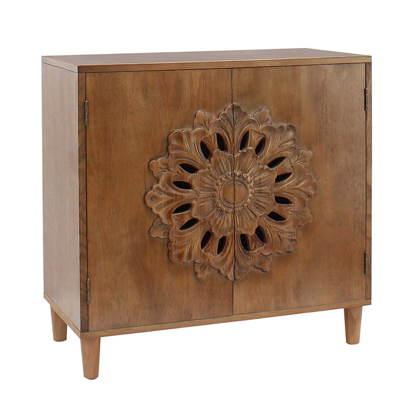 Rustic Hand-Carved Wooden 2-Door Cabinet, photo 4 of 10