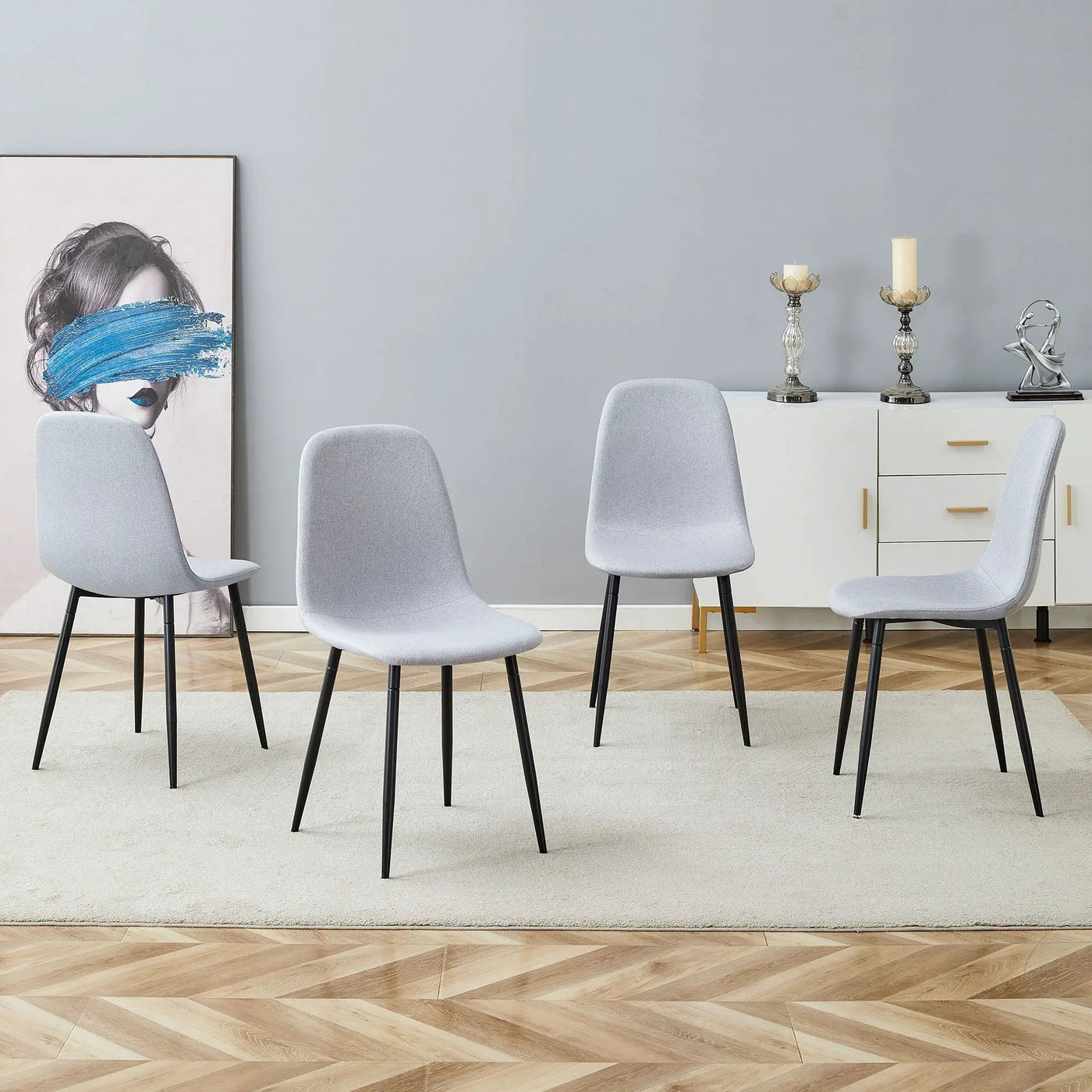 Modern Medieval Style Cushioned Side Chairs Set With Metal Legs For Kitchens by HouseOfZazla