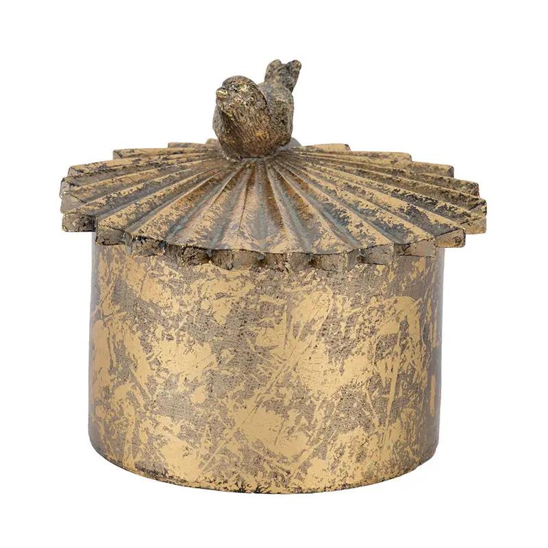 5.1x4.9x3.9' Circular Trinket Box With Bird by HouseOfZazla