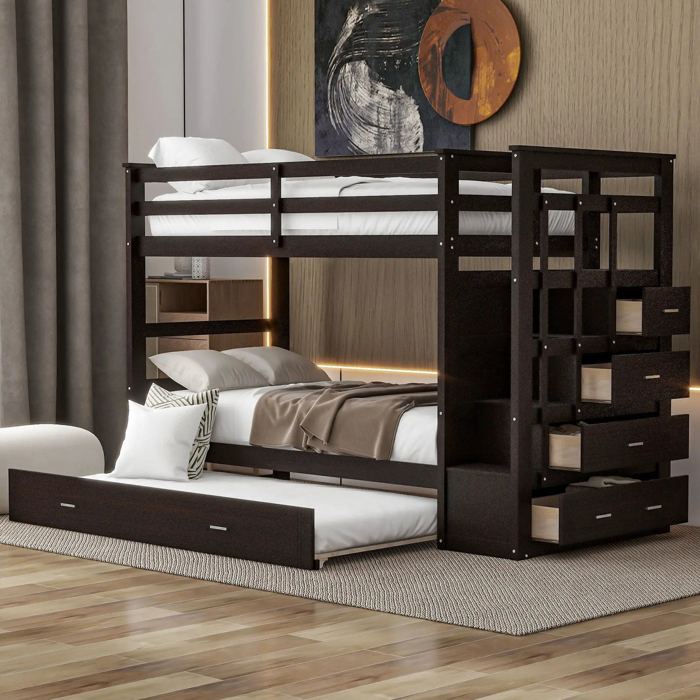 Bunk Bed With Trundle And Staircase by HouseOfZazla