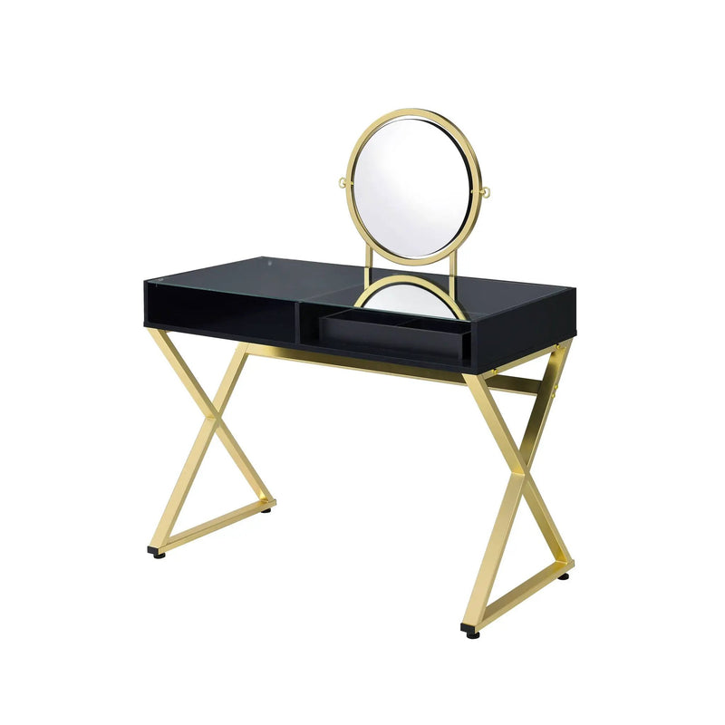 Black & Gold Finish Vanity Desk by HouseOfZazla