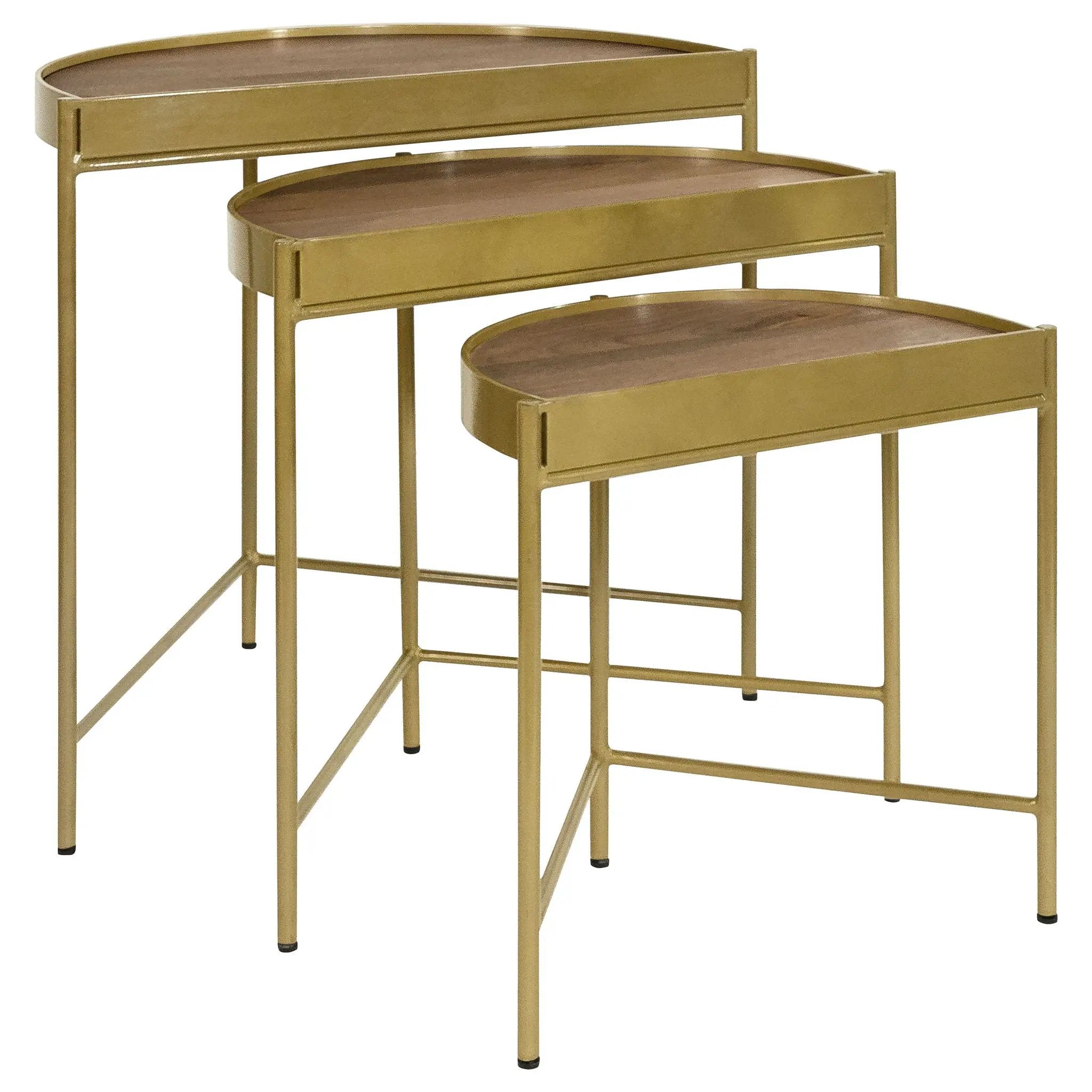 Tristen 3-Piece Demilune Nesting Table Brown and Gold by Unique Piece Furniture