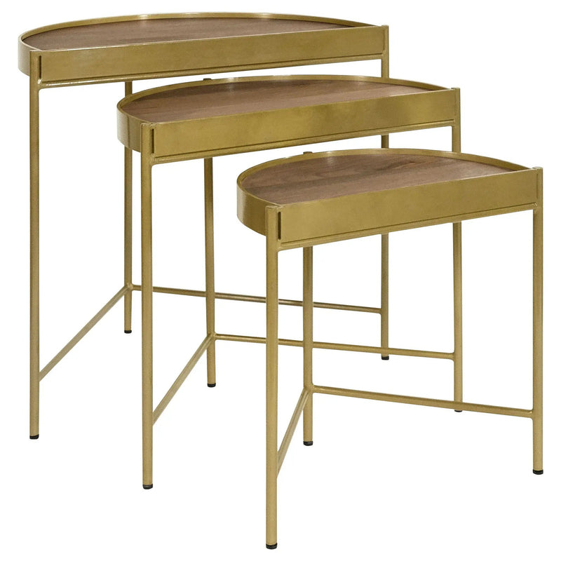 Tristen 3-Piece Demilune Nesting Table Brown and Gold by Unique Piece Furniture