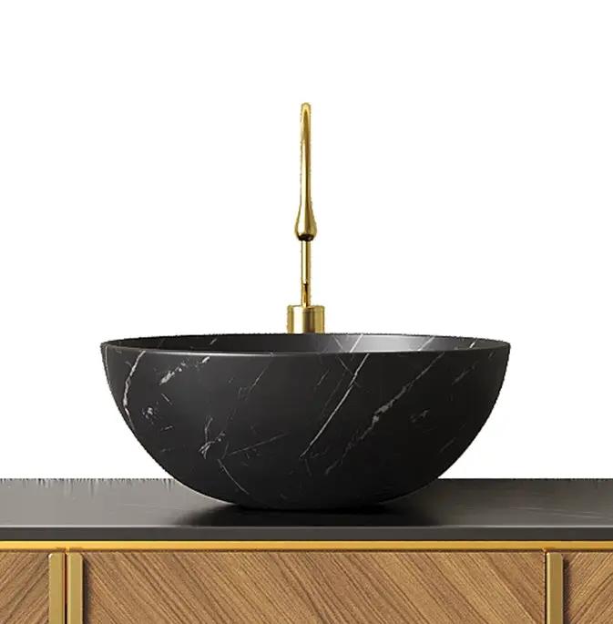 14" Bathroom Bowl Ceramic Sink with Stone Pattern - Matte Finish by HouseOfZazla