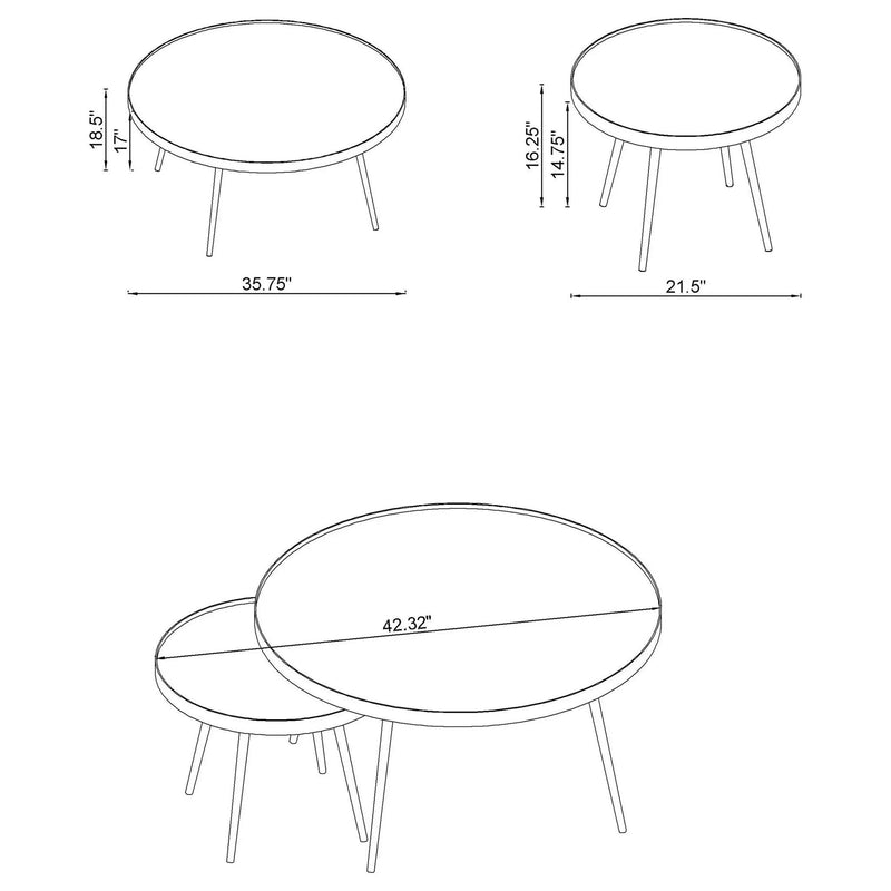 Kaelyn 3-piece Round Coffee and End Table Set Gold by Unique Piece Furniture