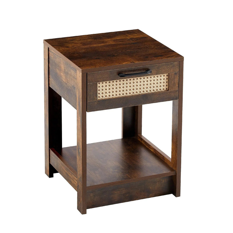 15.75" Rattan End Table With Drawer, Modern Nightstand, Side Table For Living Room, Bedroom by HouseOfZazla