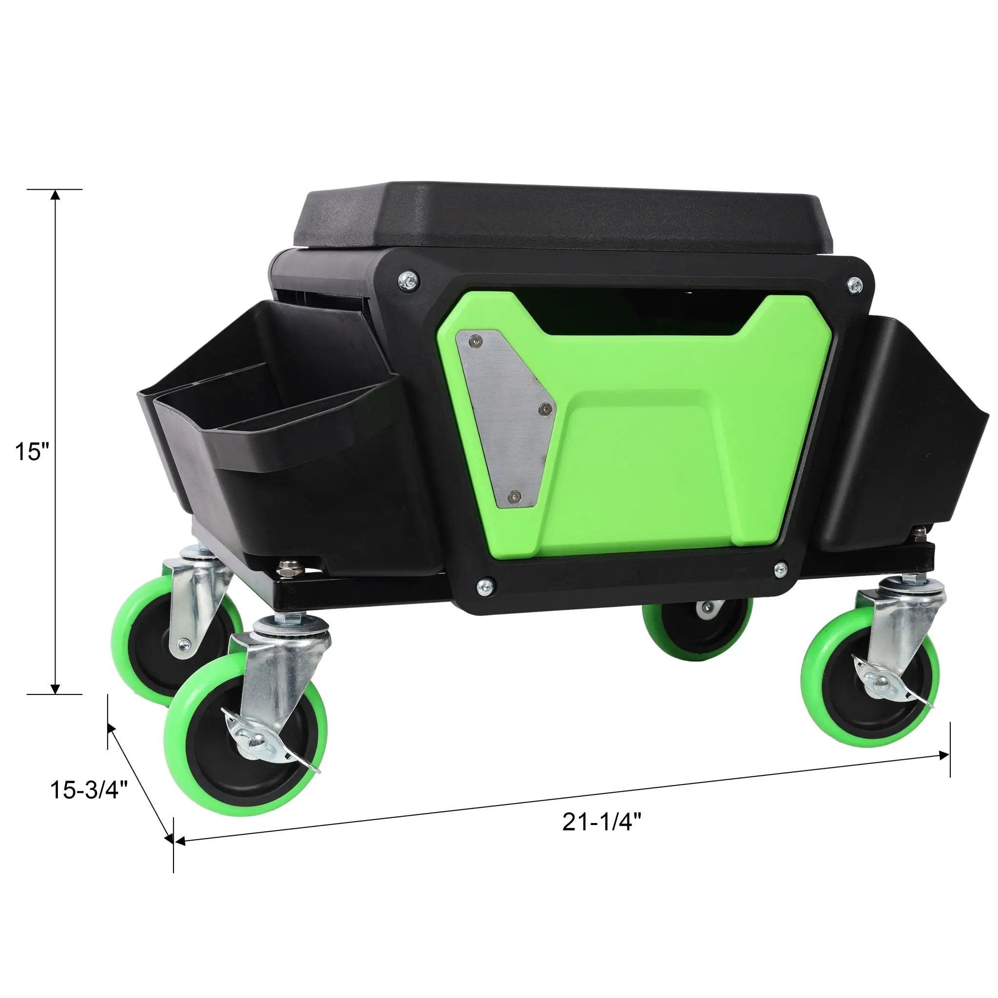 Heavy Duty Mechanic Stool With Wheels And Soft Rubber Cushion And 330Lbs Capacity - Green by HouseOfZazla