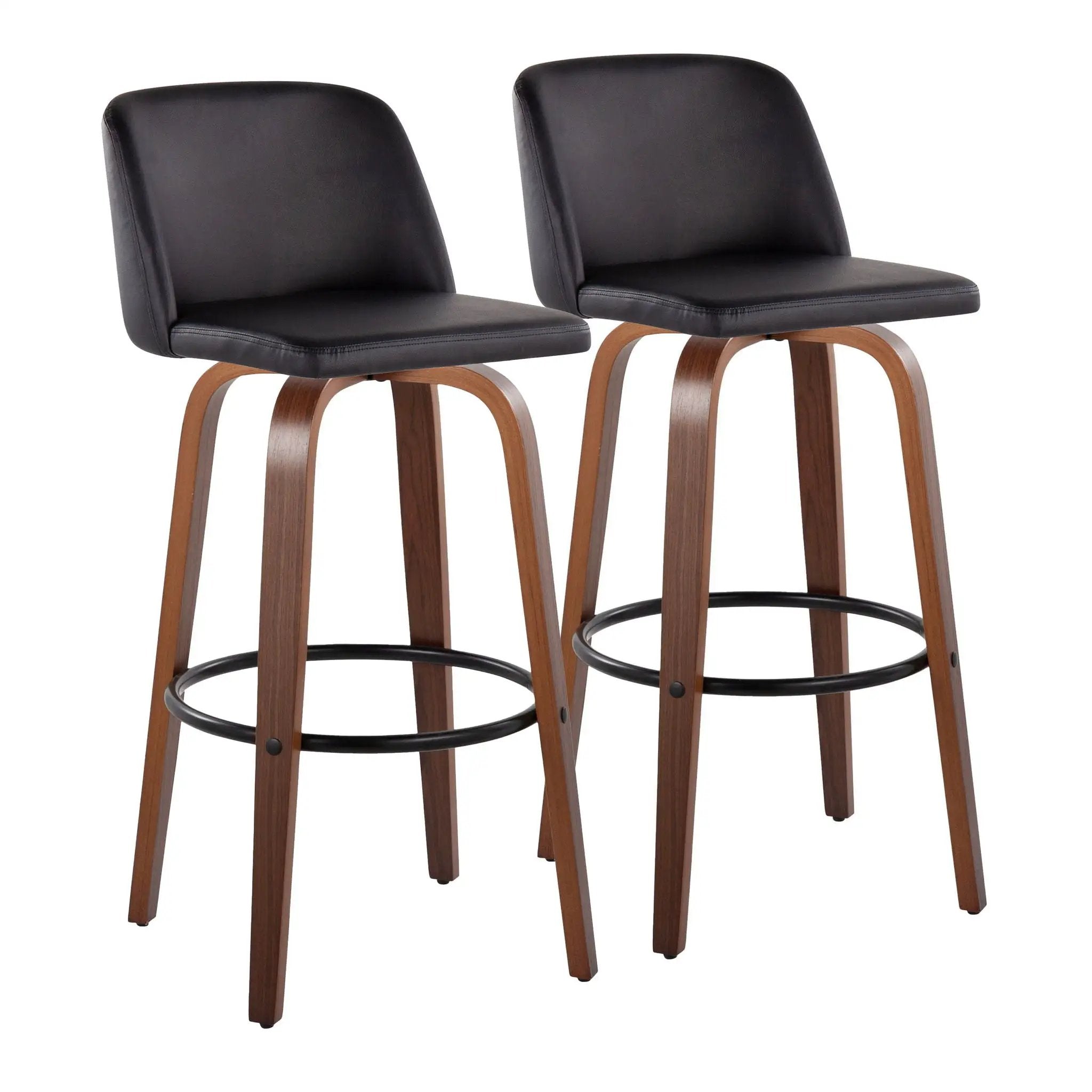 Toriano - Mid Century Modern Fixed Height Barstool Swivel And Round Footrest (Set of 2) by Unique Piece Furniture