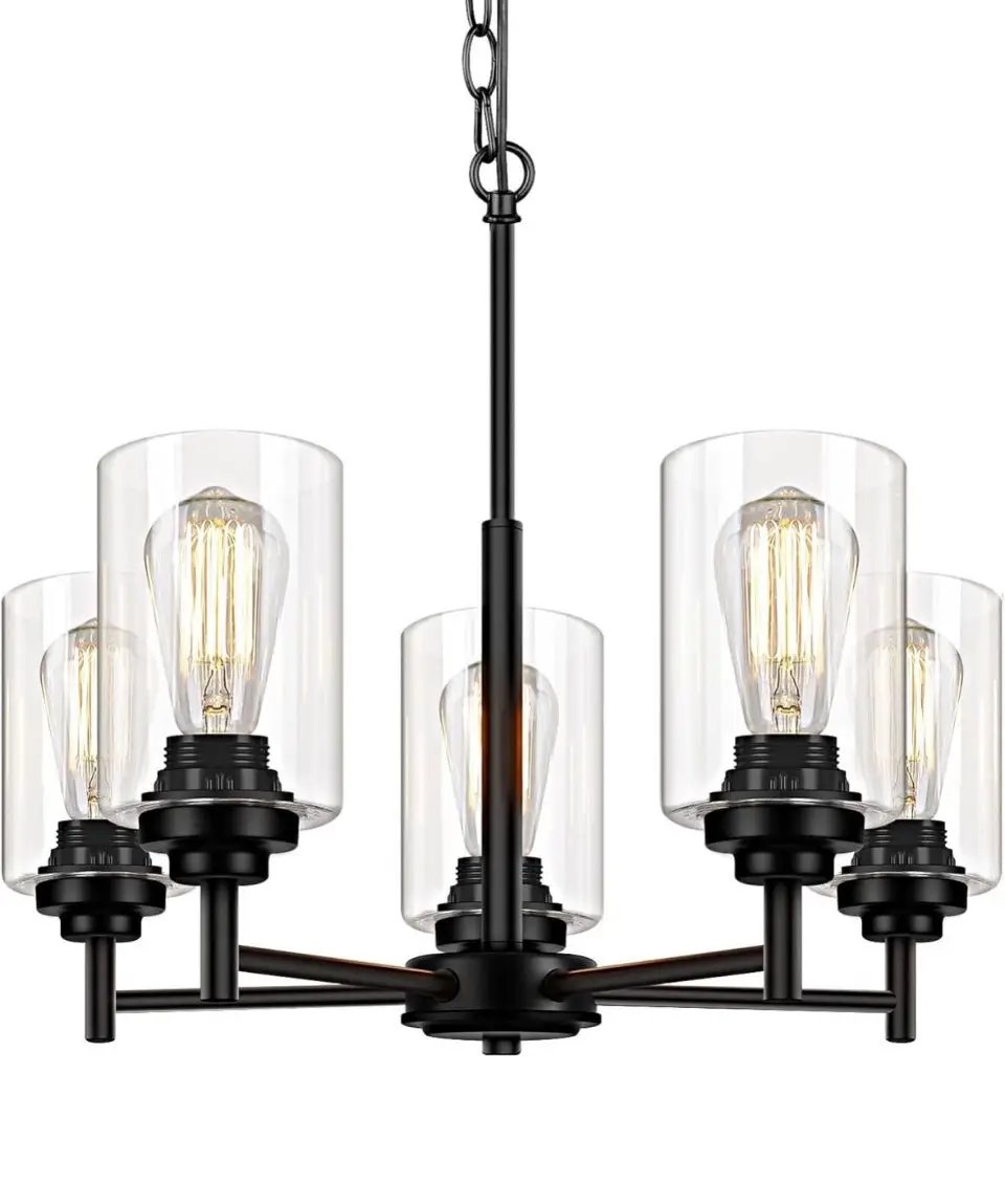 JAZAVA 5-Lights Modern Chandeliers, Pendant Lighting Hanging Adjustable Island,Semi Flush Ceiling Lights for Dinging Room Living Room Kitchen Bedroom, by Selzalot