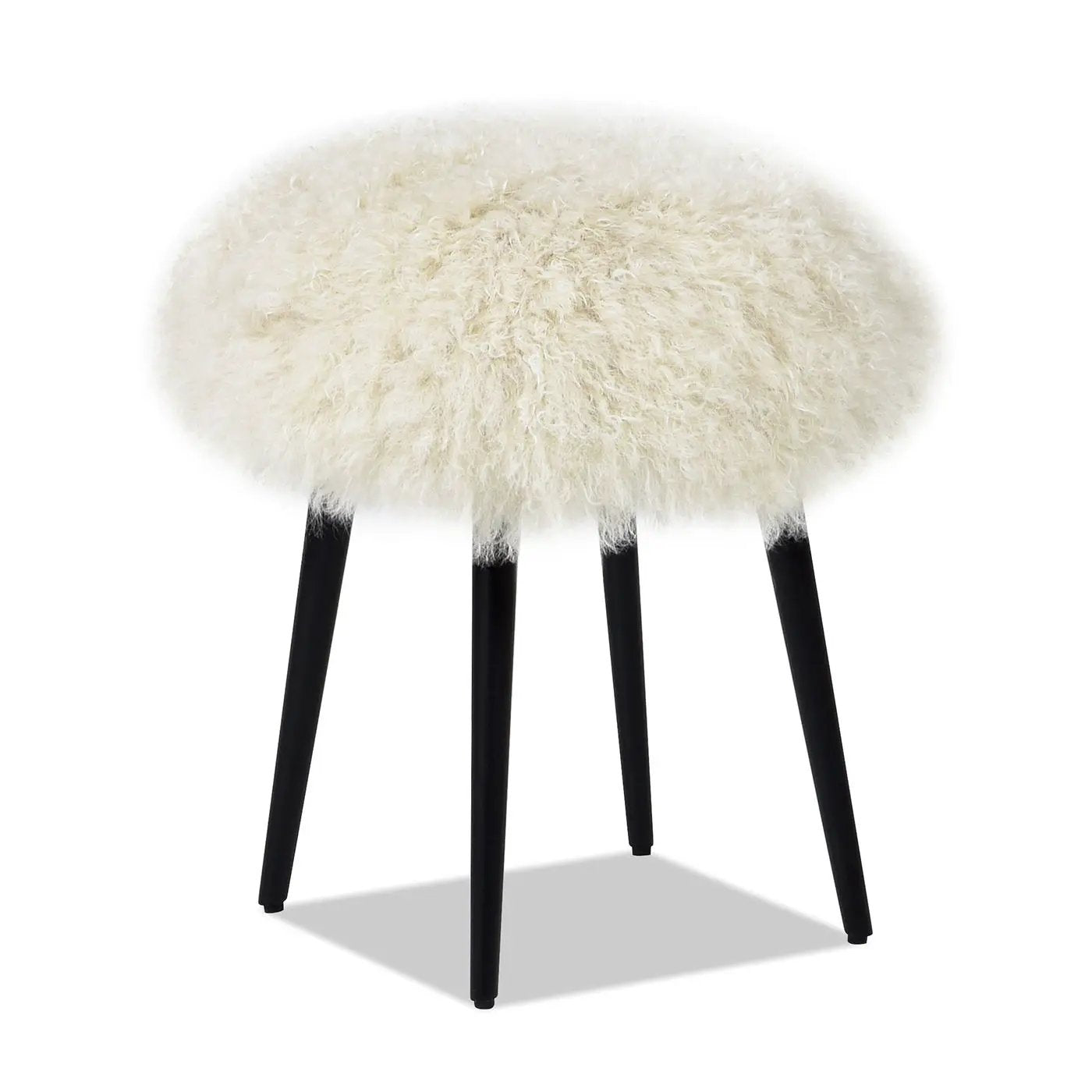 Alberta - Mongolian Sheepskin Round Ottoman by HouseOfZazla