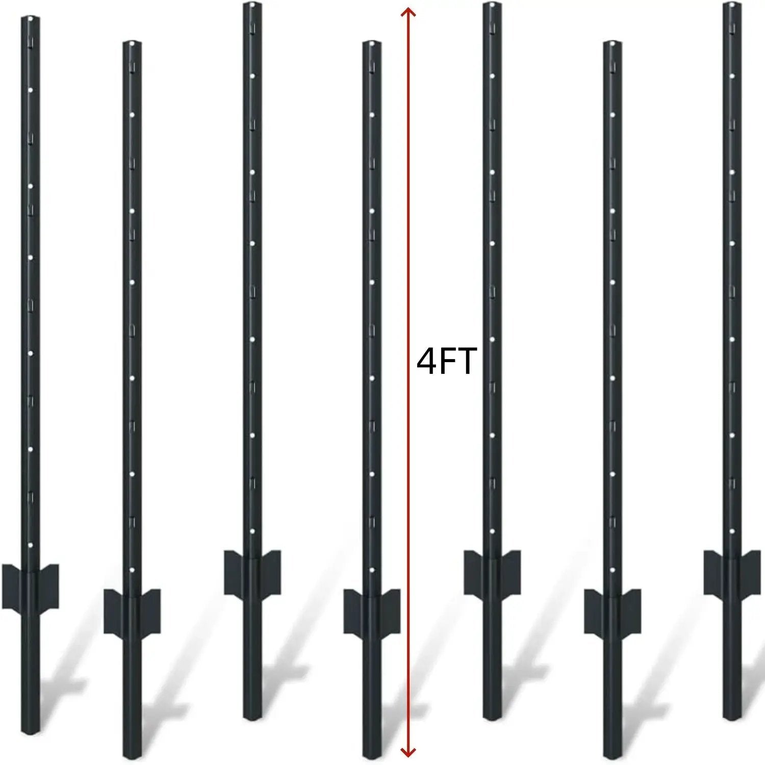 4 Foot U-Shaped Metal Garden Fence Posts Set for Wire Mesh Fencing by HouseOfZazla