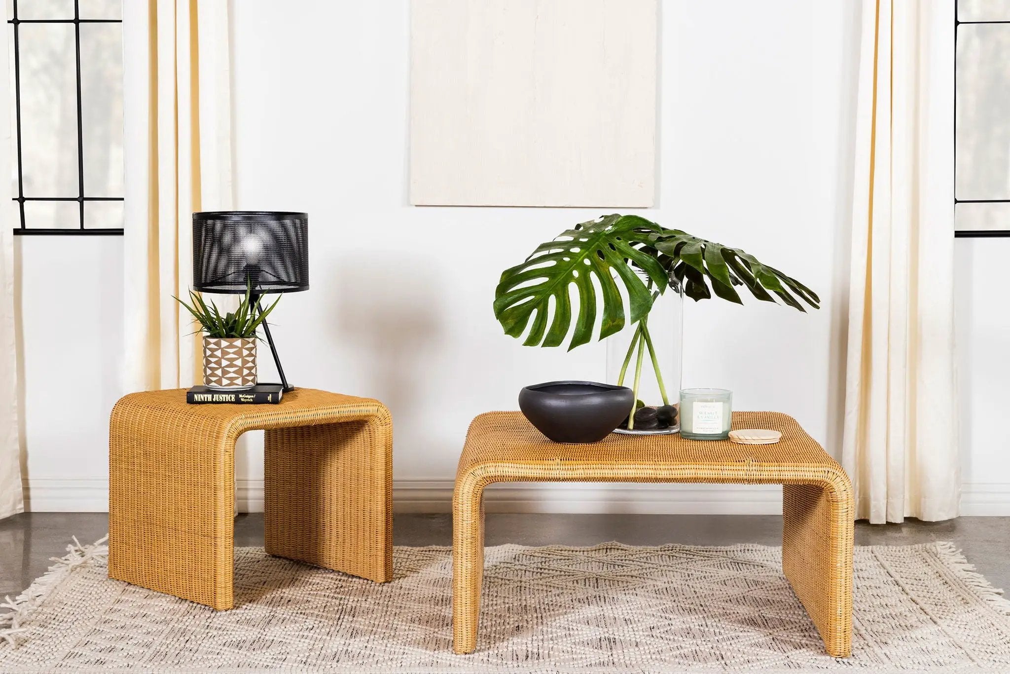 Cahya Square Woven Rattan End Table Natural by Unique Piece Furniture