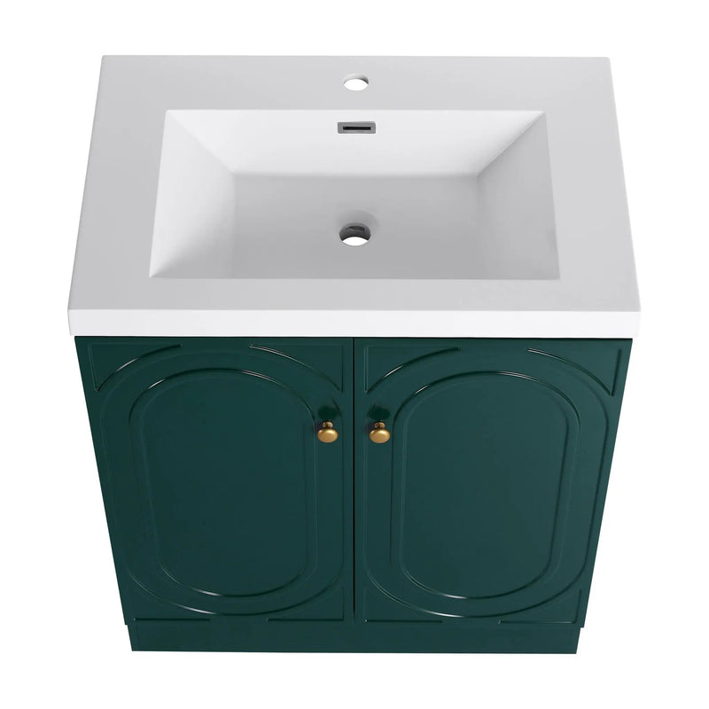 Contemporary Freestanding Bathroom Vanity With Resin Sink & Soft-Close Cabinet Doors by HouseOfZazla