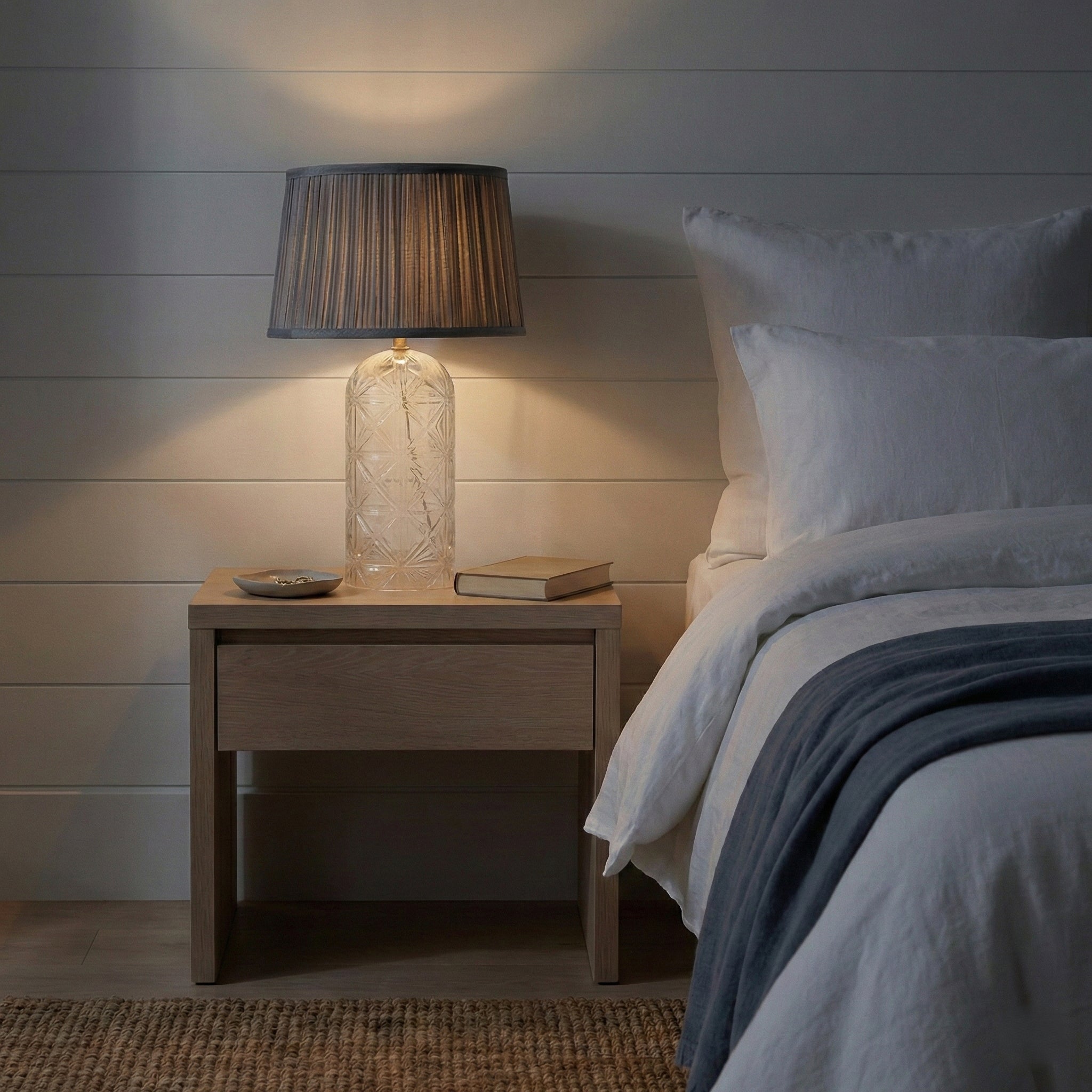 Luxora Decorative Glass Table Lamp with Gold Finish and Grey Shade by HouseOfZazla