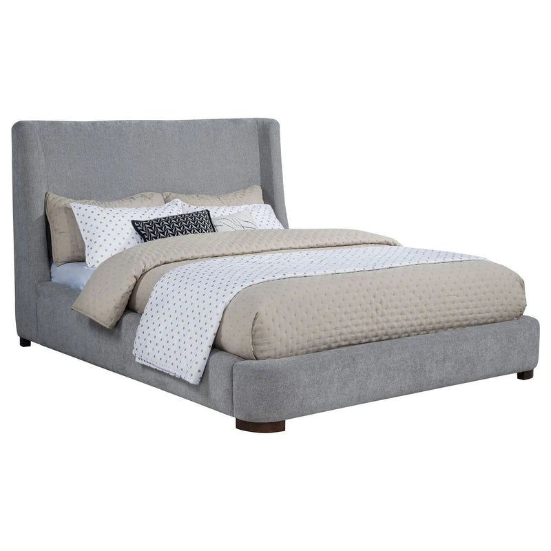 Rennes Upholstered Queen Wingback Platform Bed Grey by Unique Piece Furniture
