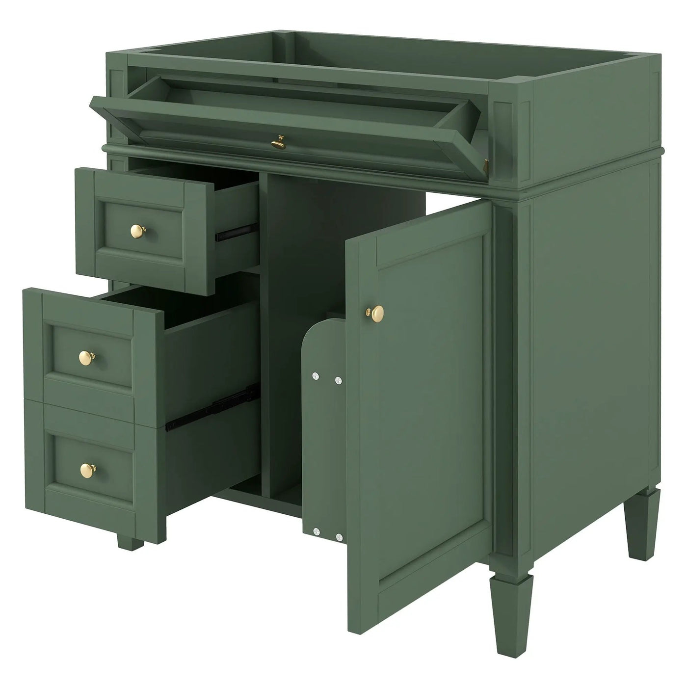 Bathroom Vanity With 2 Drawers And Tip-Out Drawer, Storage Cabinet by HouseOfZazla