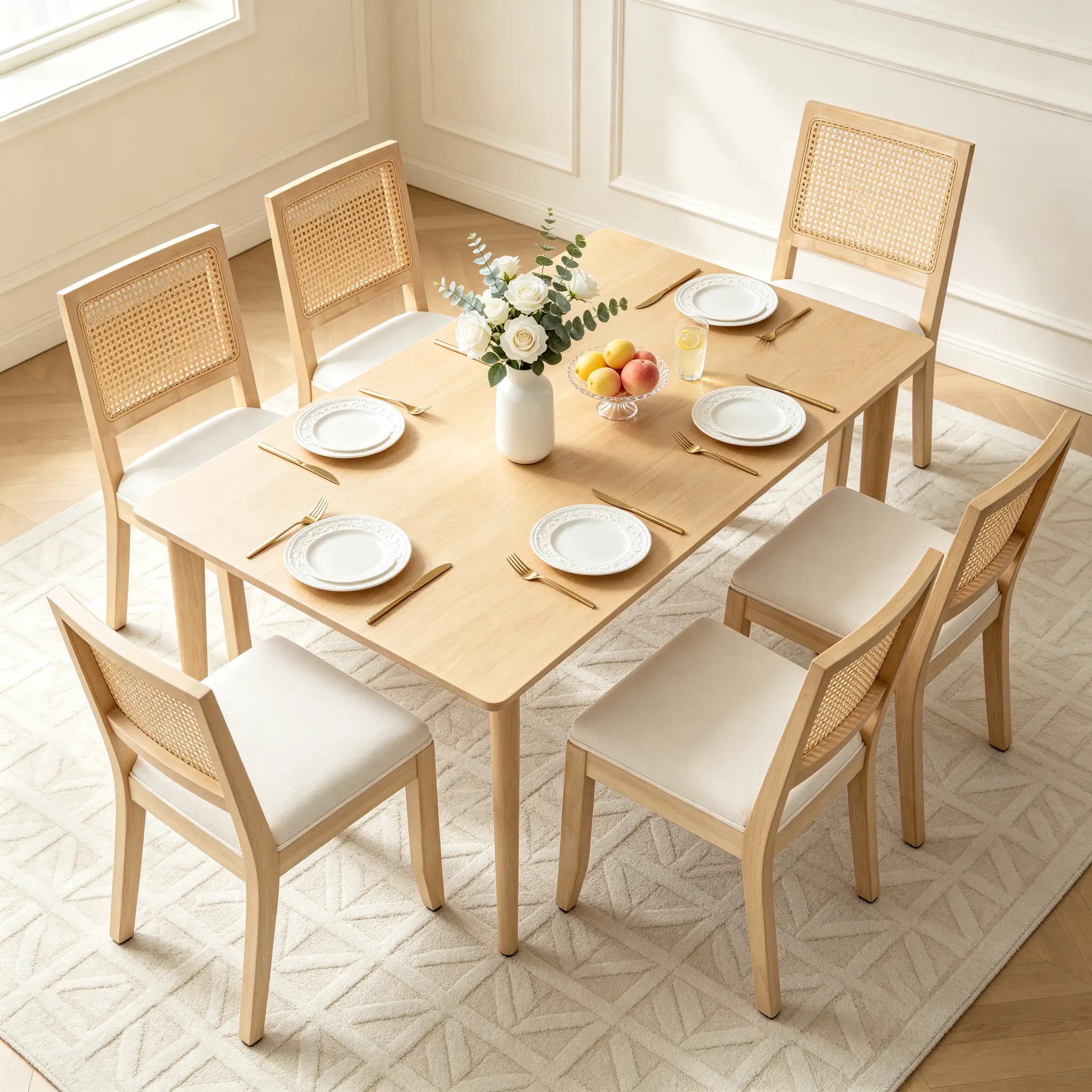 Farmhouse Rattan Dining Chairs Set of 2 by HouseOfZazla