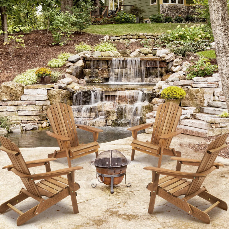 Lounge Patio Chair For Garden Outdoor Wooden Folding Adirondack Chair (Set of 2) Solid Cedar Wood Lounge Patio Chair For Garden by Unique Piece Furniture