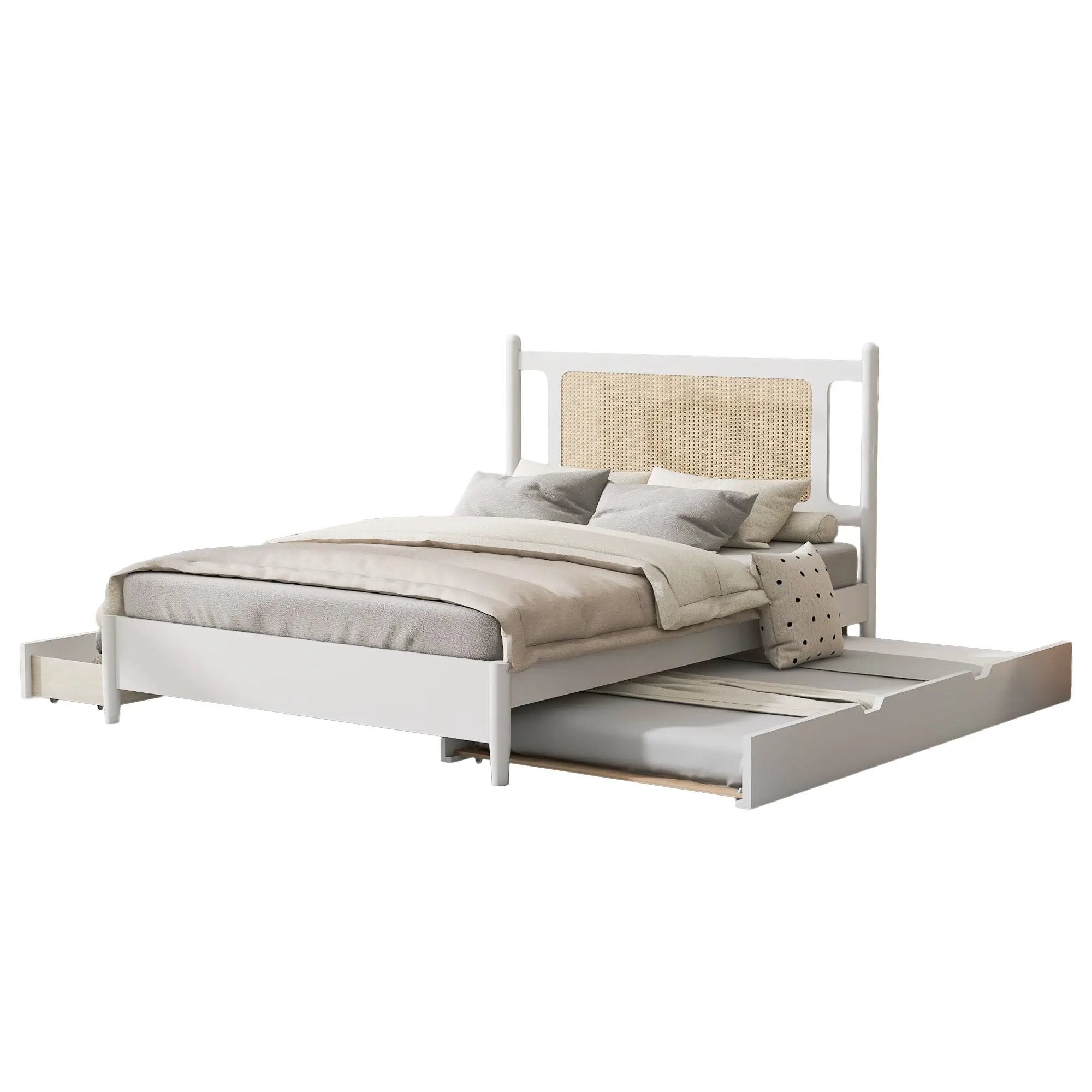 Platform Bed With 2 Big Drawers & Trundle by Unique Piece Furniture