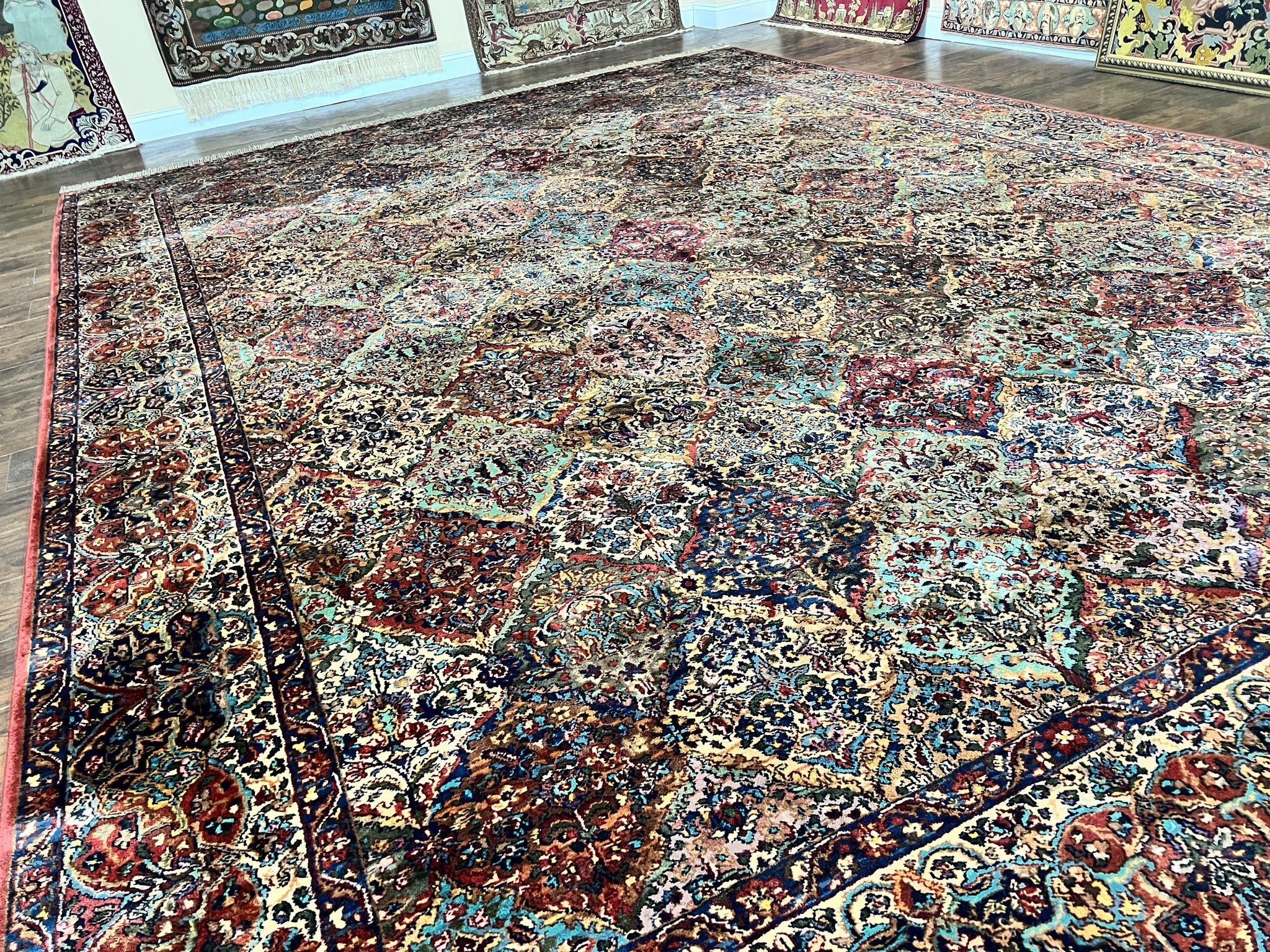 Karastan Multicolor Panel Kirman Rug #717, Wool Karastan Rug 12 x 16, Extra Large Karastan Area Rug, Original Karastan Collection 700 Series by Jewel Rugs
