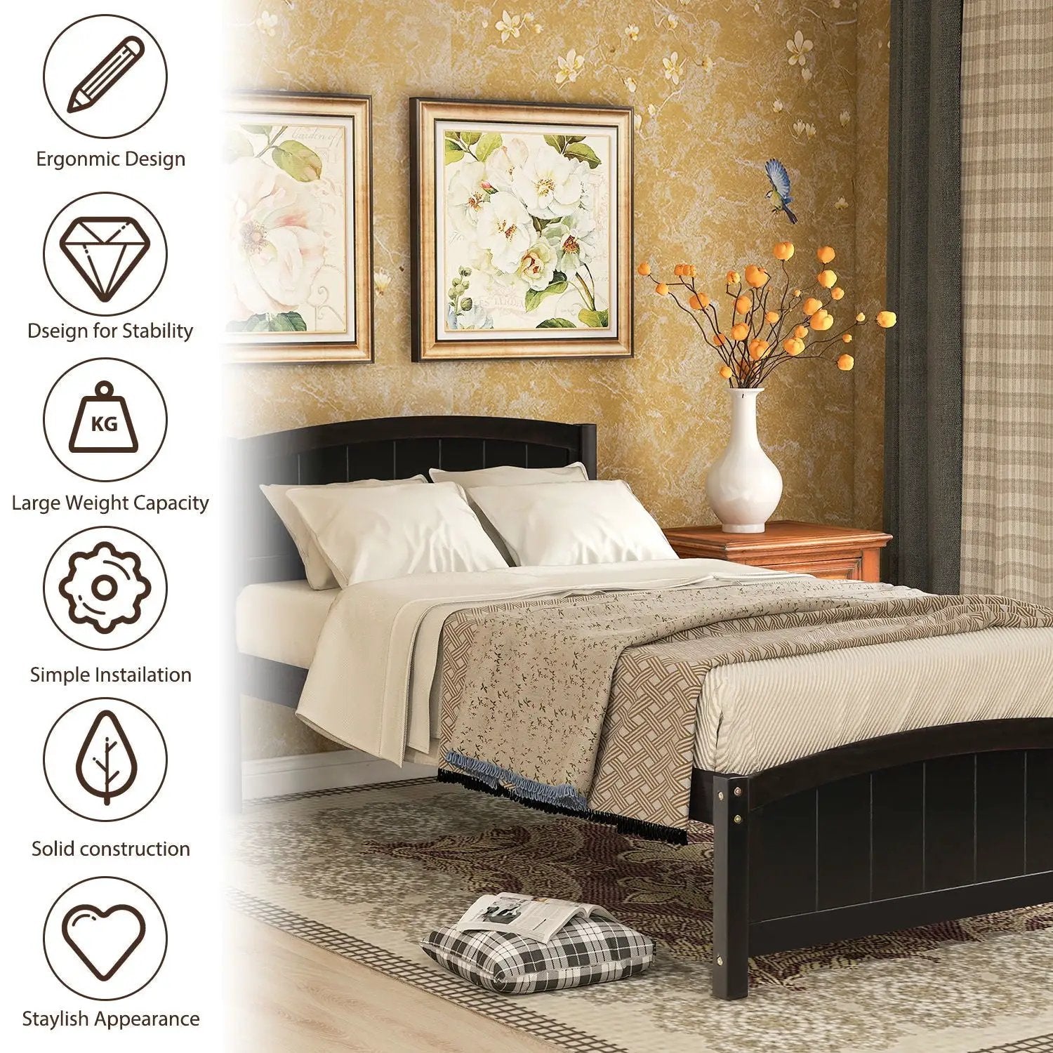 Platform Bed & Headboard, Footboard And Wood Slat Support by HouseOfZazla