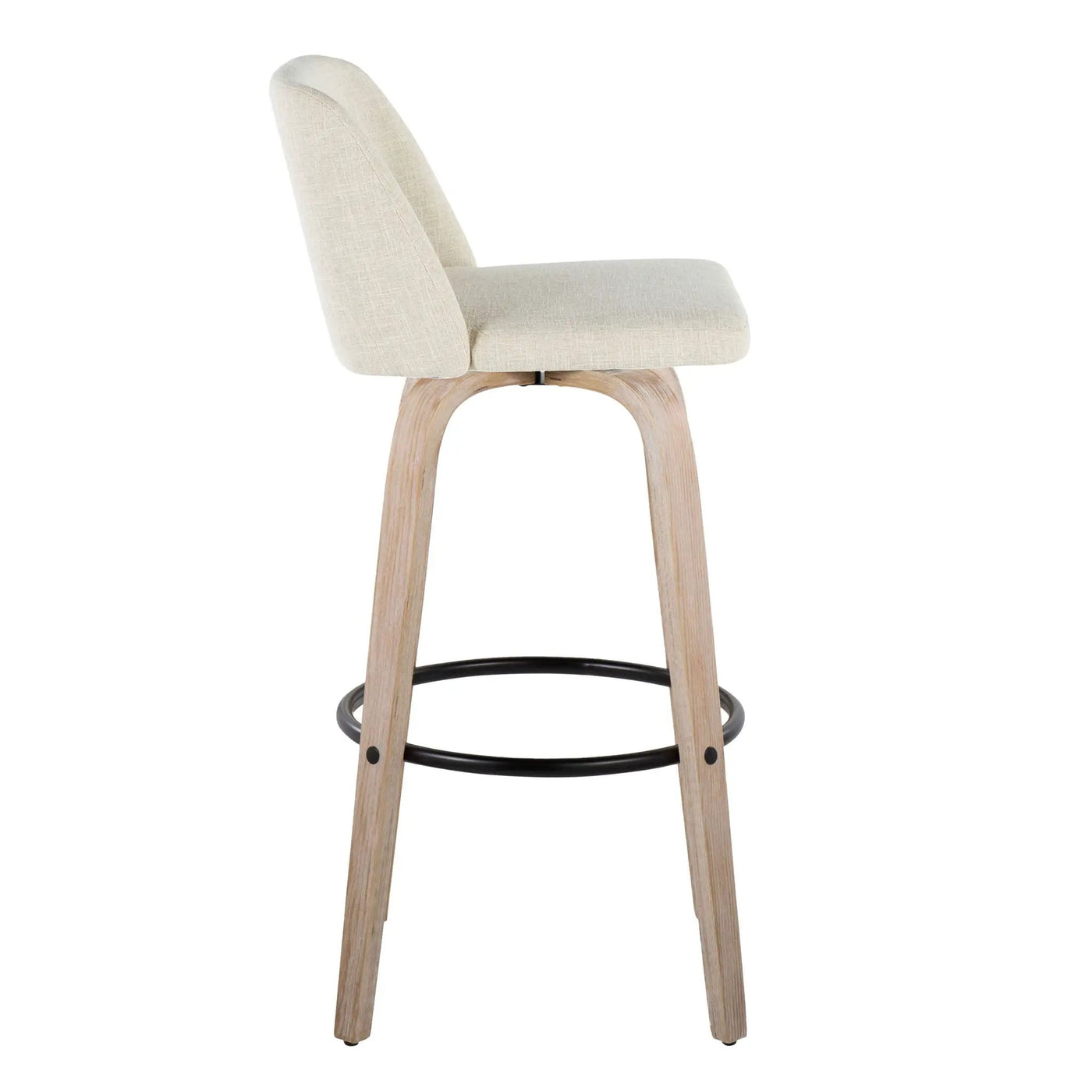 Toriano - Contemporary Fixed Height Barstool Swivel And Round Footrest (Set of 2) by HouseOfZazla