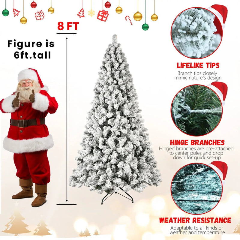 9-Foot Pre-Lit Snow-Flocked Christmas Tree by HouseOfZazla