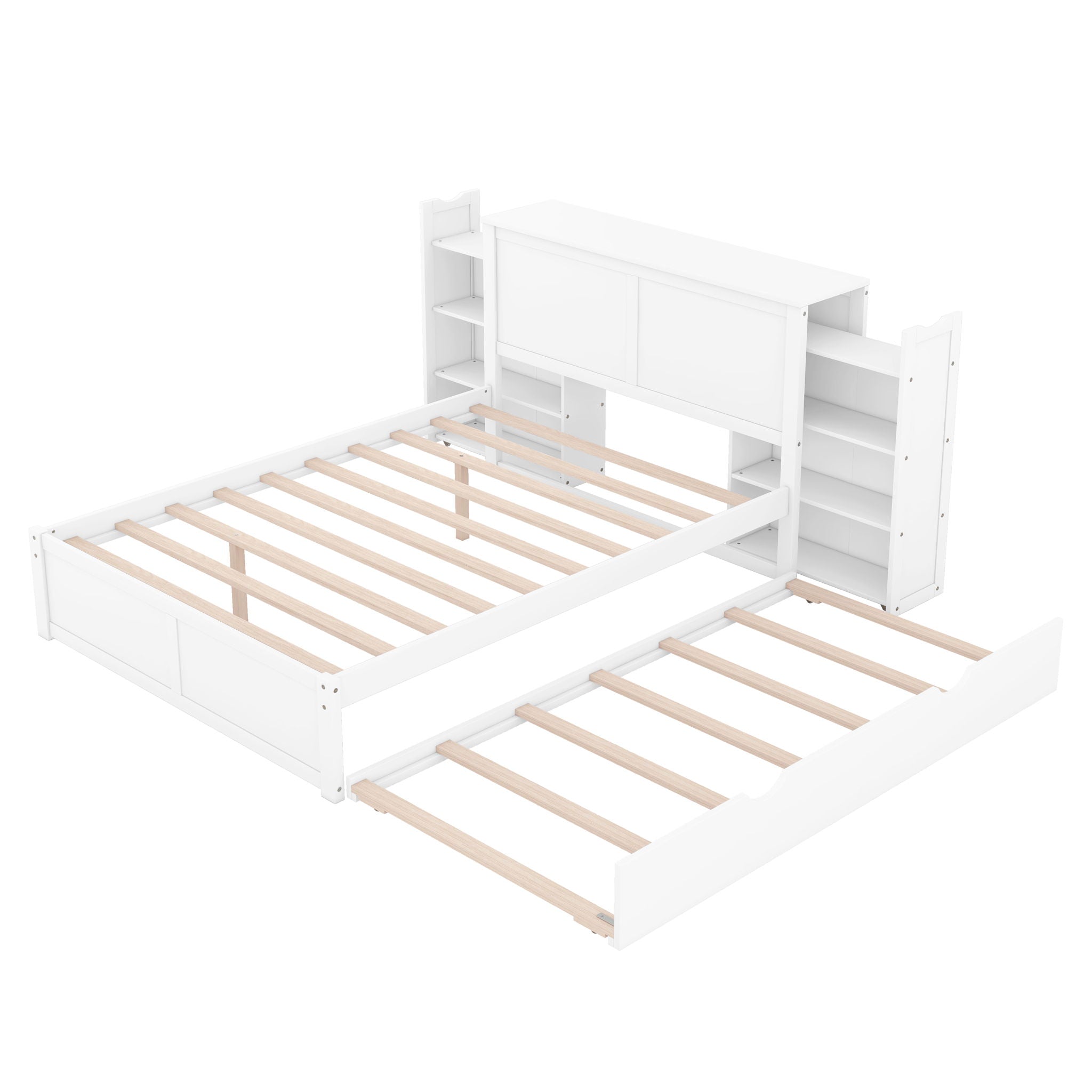 Storage Platform Bed With Pull Out Shelves And Trundle by HouseOfZazla