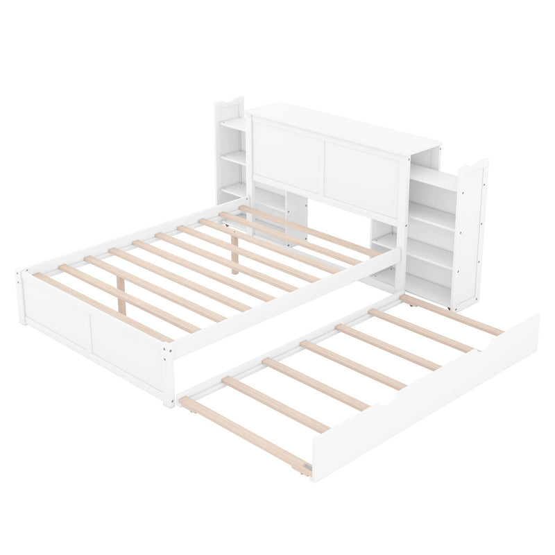 Storage Platform Bed With Pull Out Shelves And Trundle by HouseOfZazla