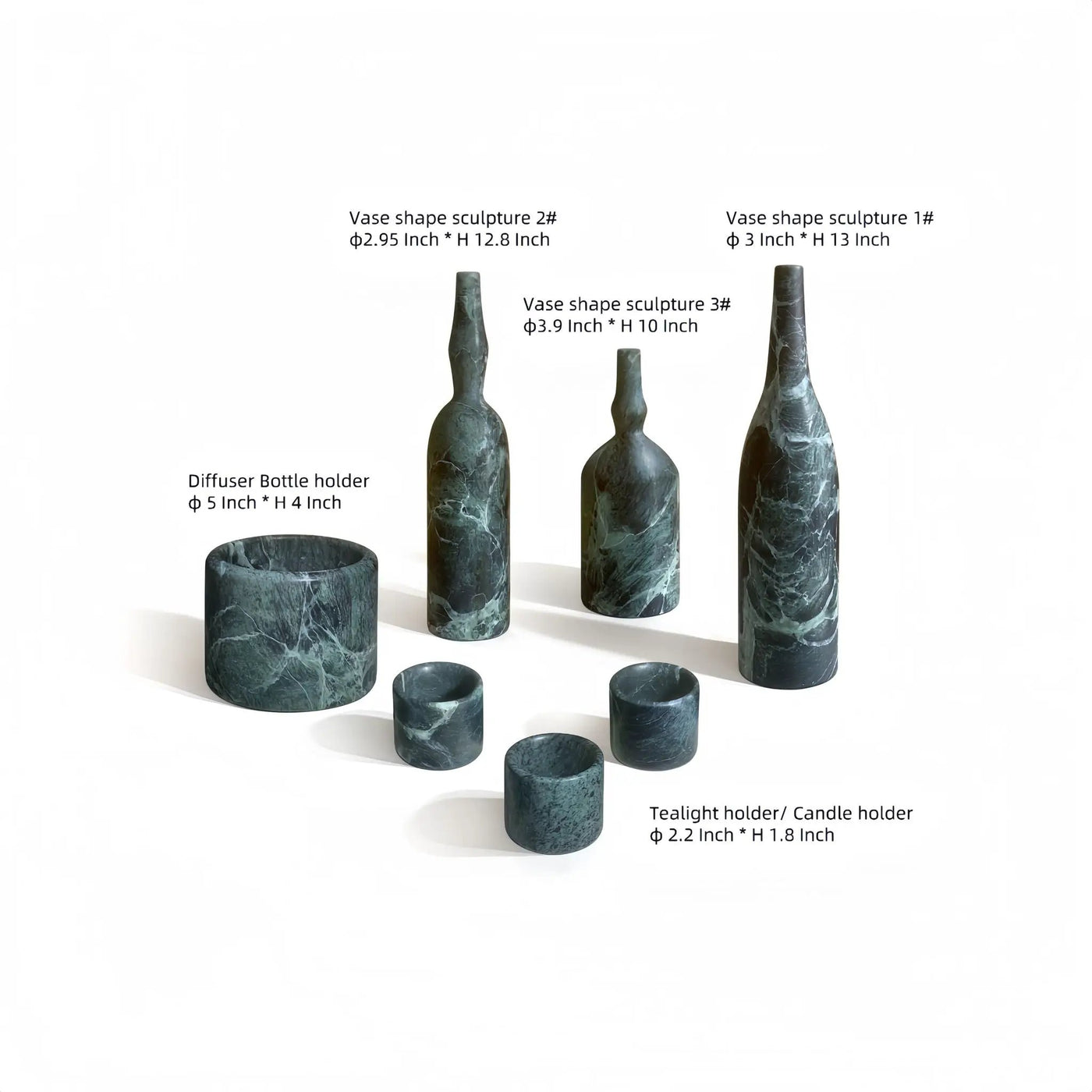 7 Pieces Luxury Natural Marble Living Room Accessories Set by Unique Piece Furniture