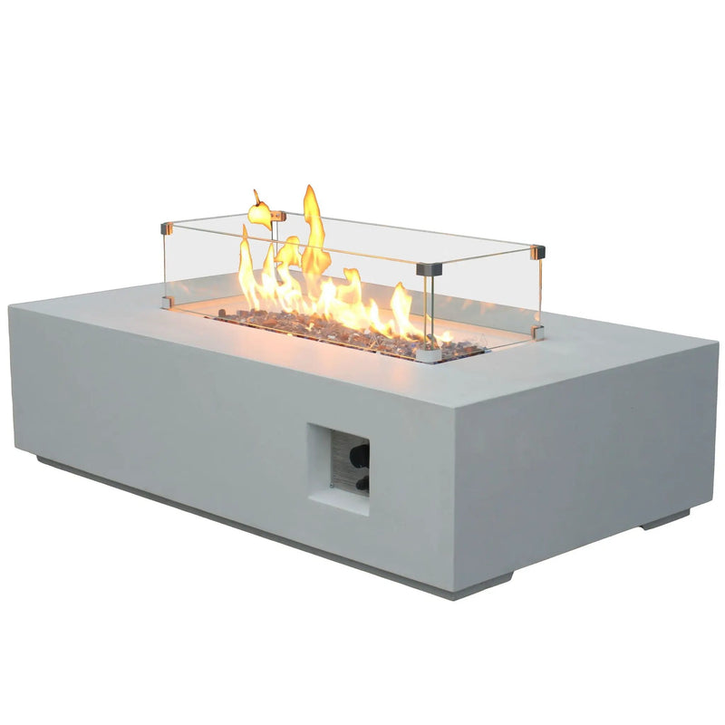 Outdoor Concrete Propane Gas Rectangle Fire Pit Table by Unique Piece Furniture