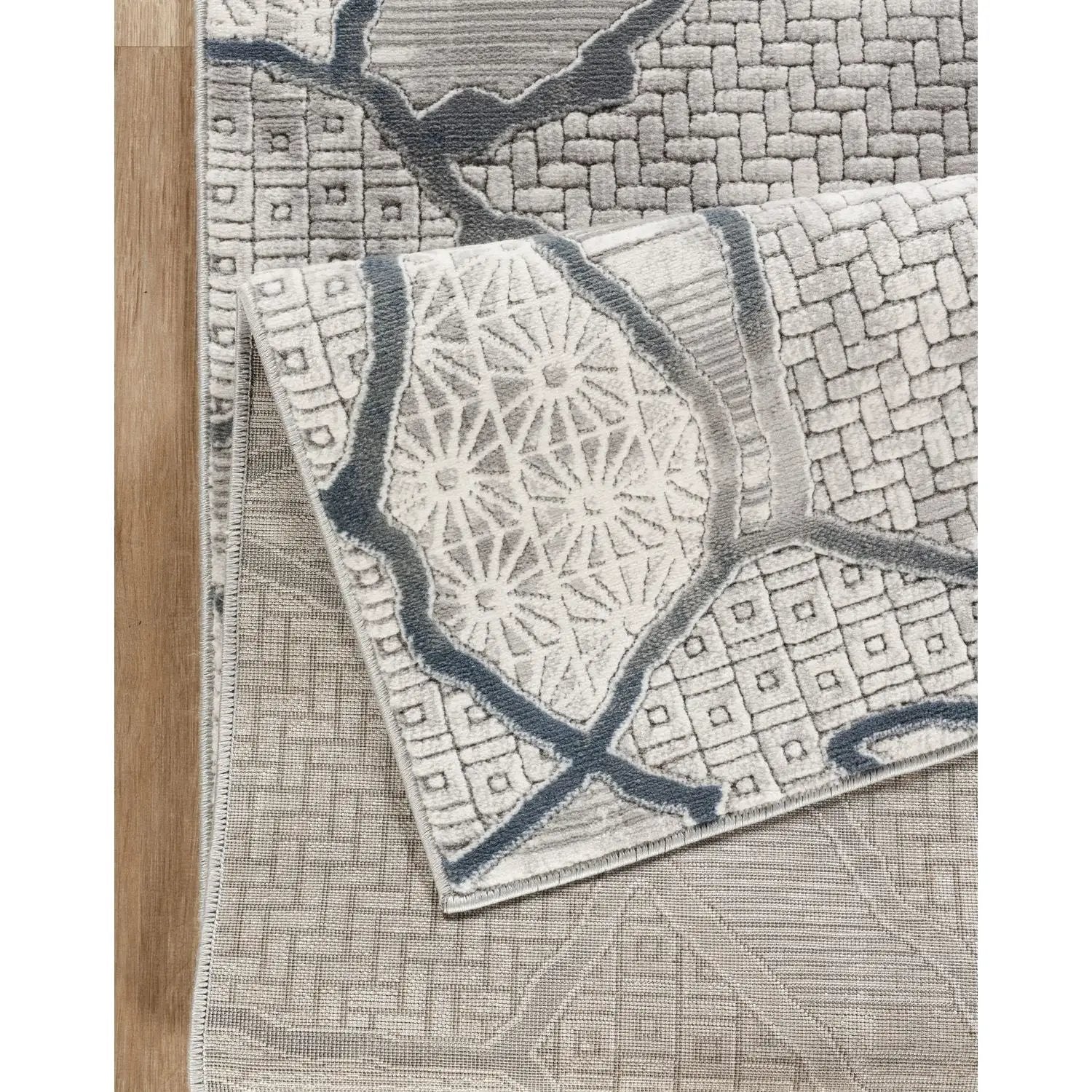 Geometrix - 5'3" X 7'3" Area Rug, Geometric 3D Effect - Gray / Ivory by Unique Piece Furniture