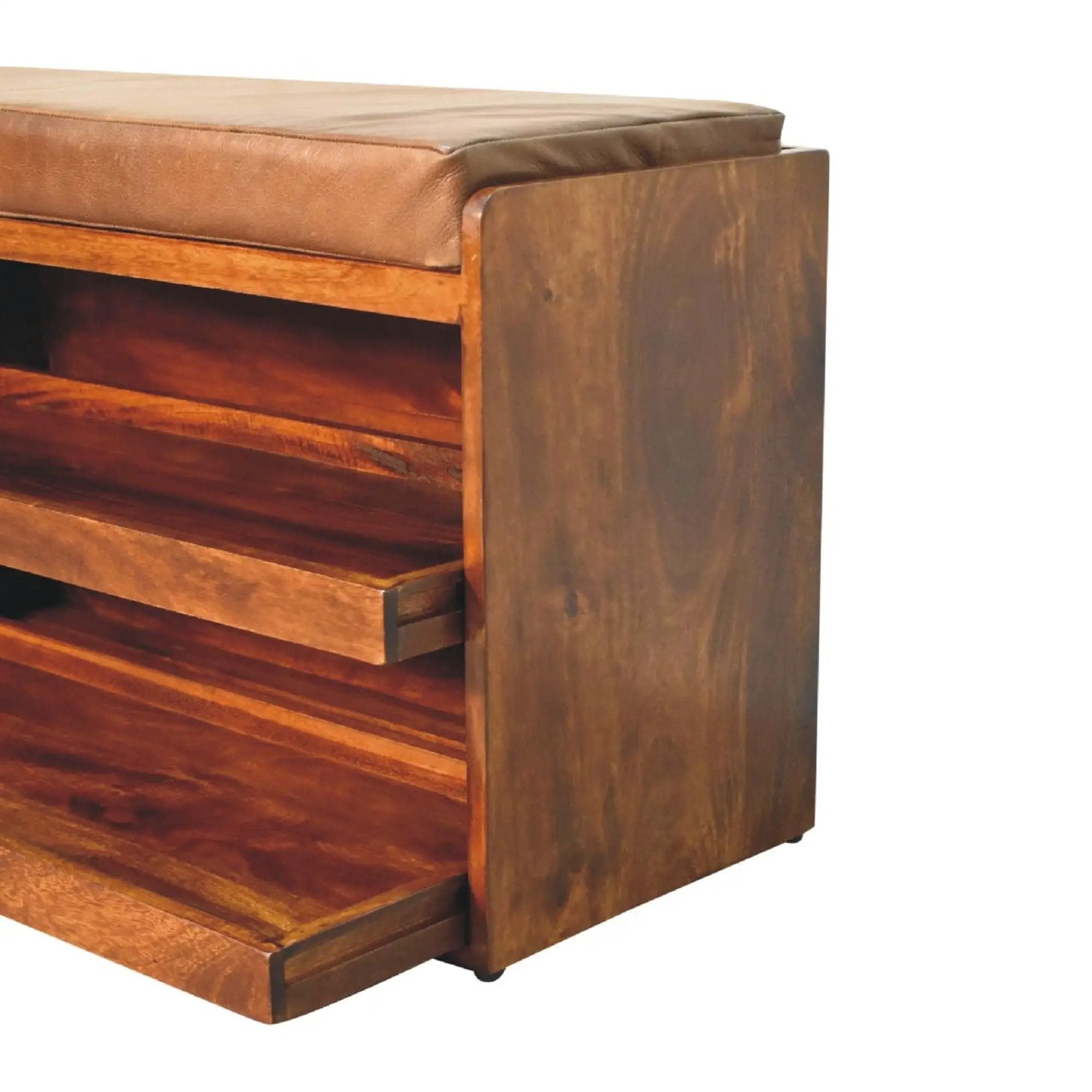 Buffalo - Hide Pull Out Shoe Storage Bench by HouseOfZazla