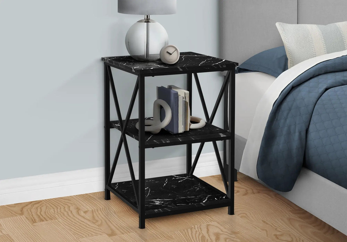 3 Tier Accent Table, Side Marble Look Contemporary & Modern by Unique Piece Furniture