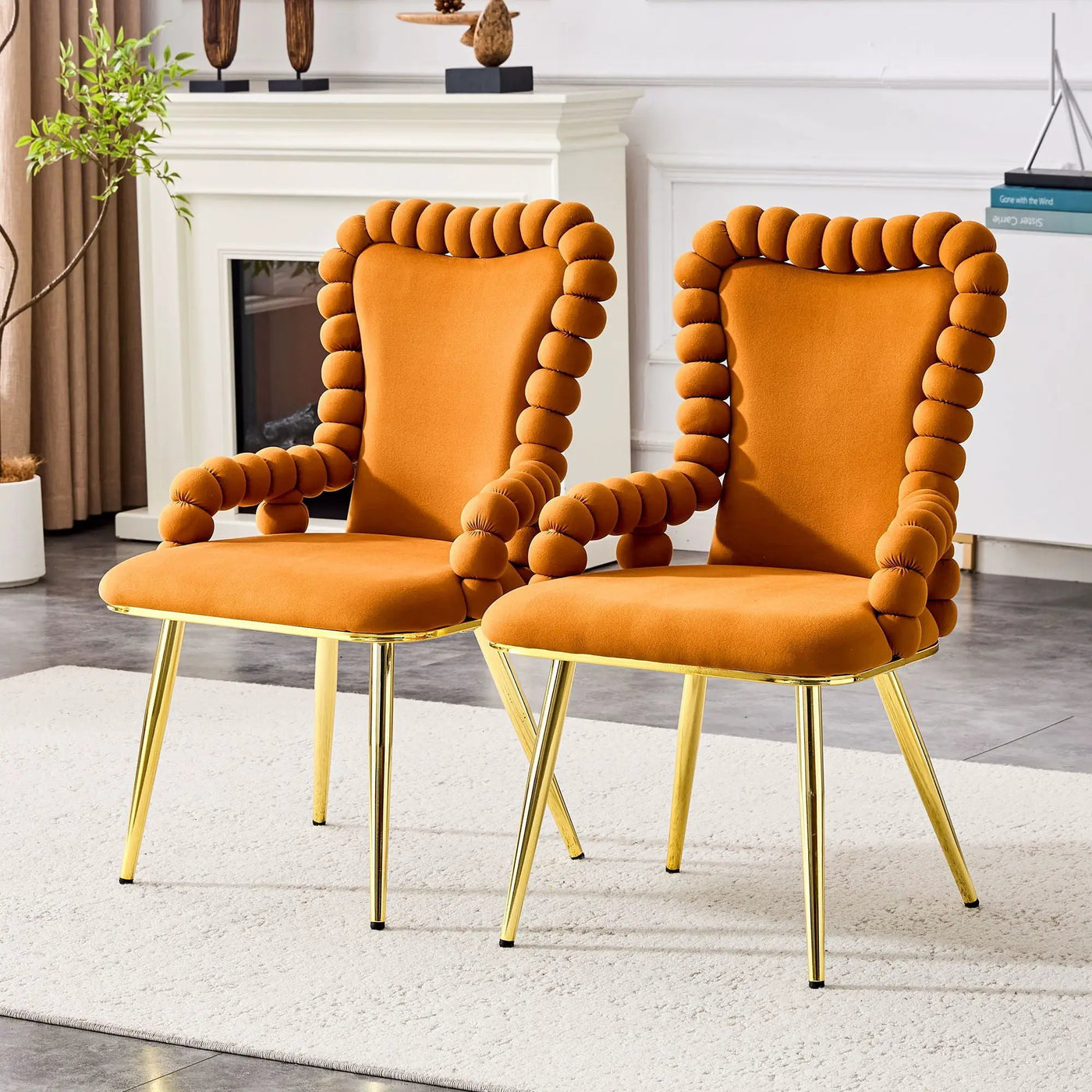 Puffy Bubble, Ball Chain Chair With Armrests For Dining Room (Set of 2) by HouseOfZazla