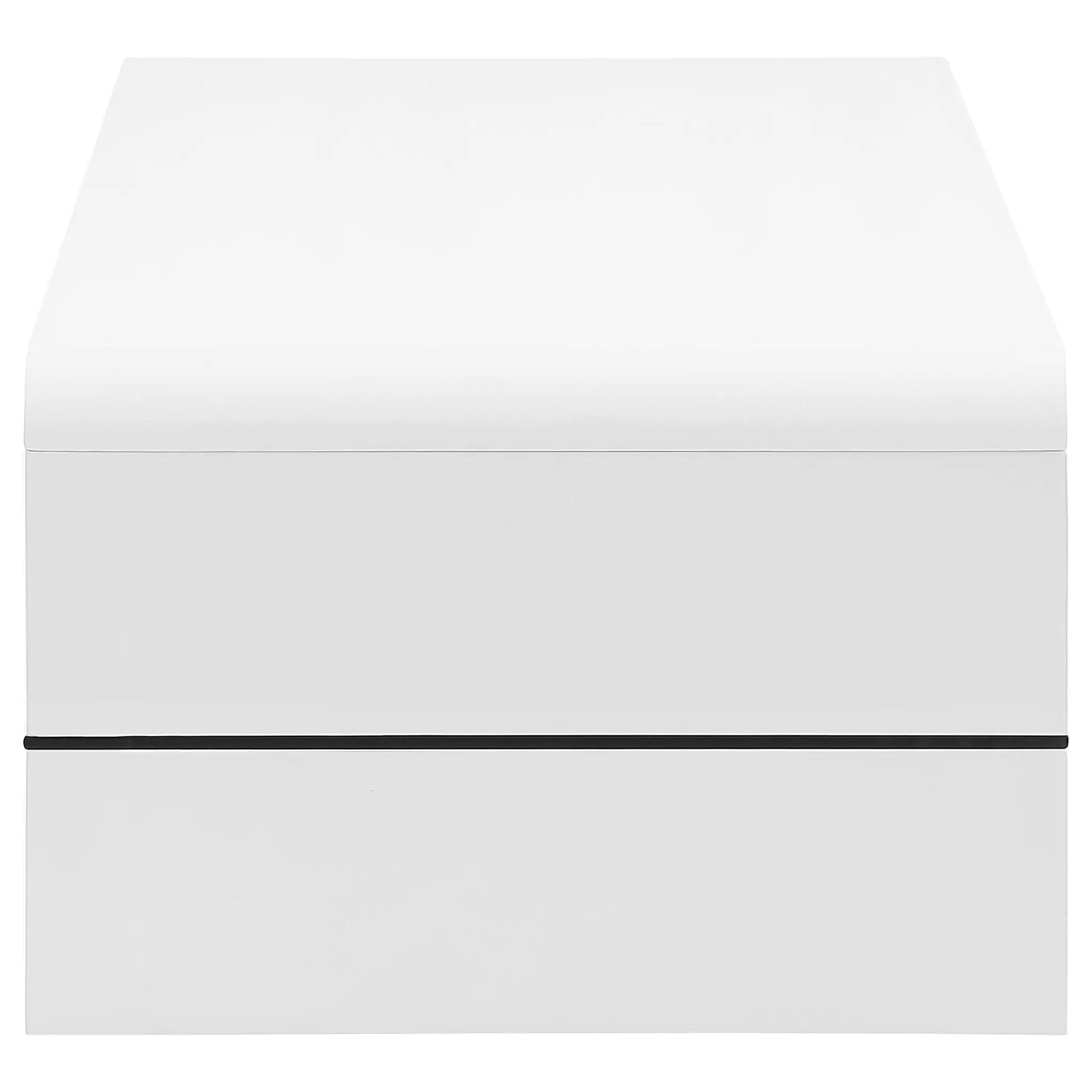 Airell Rectangular Coffee Table with Shelf White High Gloss by Unique Piece Furniture