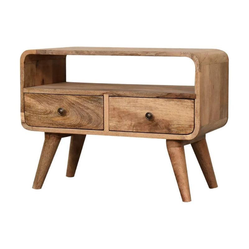 Mini Curved Media Unit - Oak by Unique Piece Furniture