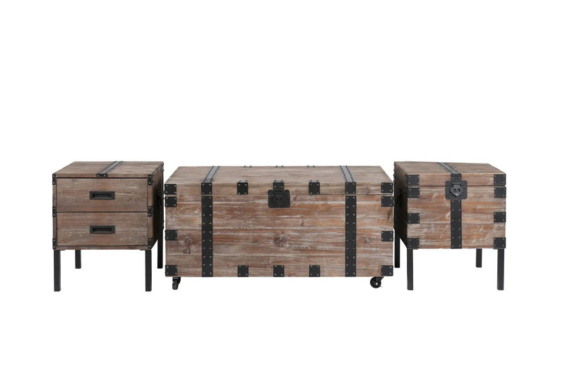 Trunk Table And Side Table With Large Storage Dress Up Your Liviing Room (Set of 3) - Antique Gray by Unique Piece Furniture