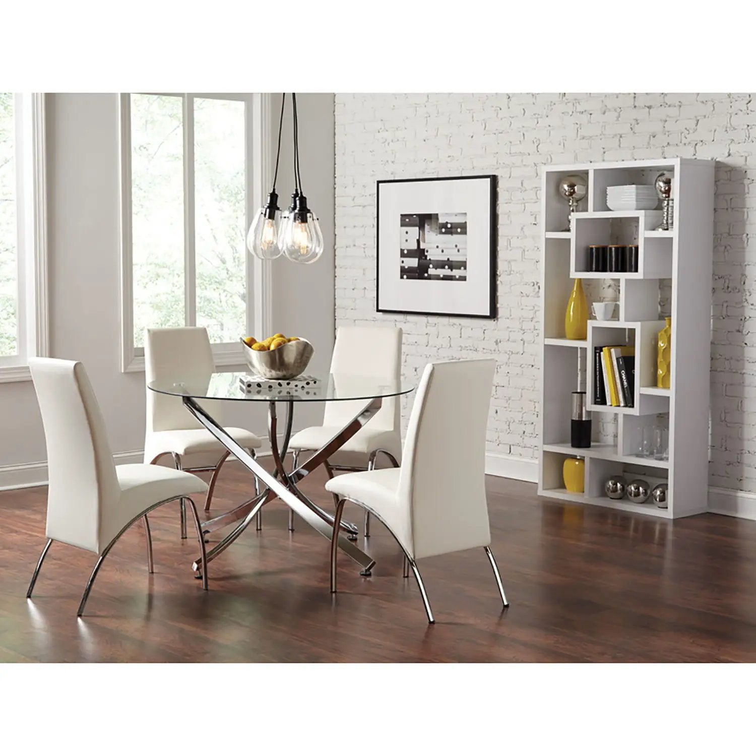 Geometric 10 Shelf Open Back Bookcase With Interlocking Shelves - White by HouseOfZazla