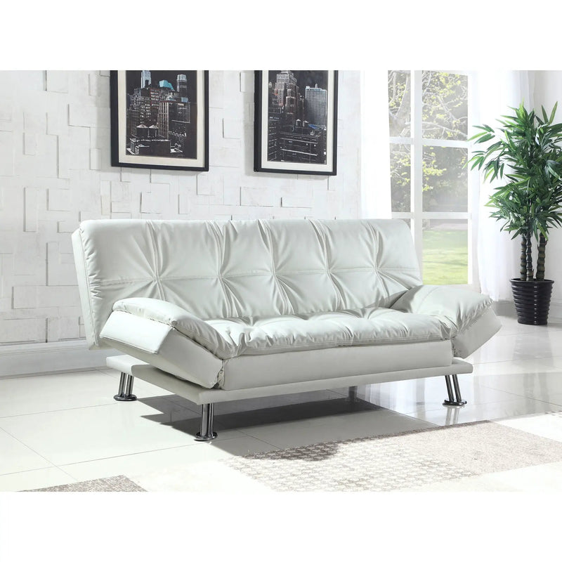 Kimpton - Upholstered Tufted Convertible Sofa Bed With Adjustable Arms Legs - White by HouseOfZazla