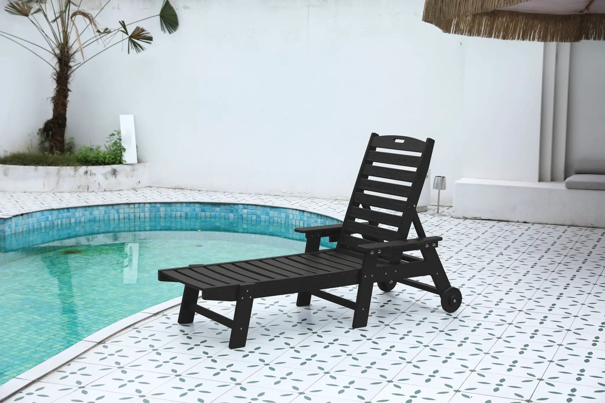 Outdoor Lounge Chair with Wood Texture and Adjustable Backrest by HouseOfZazla