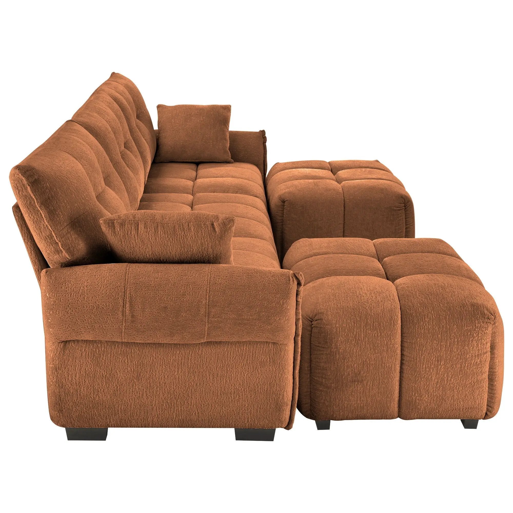 Sofa Set With Ottoman And Pillows, Textured, High Resilience Cushions by HouseOfZazla
