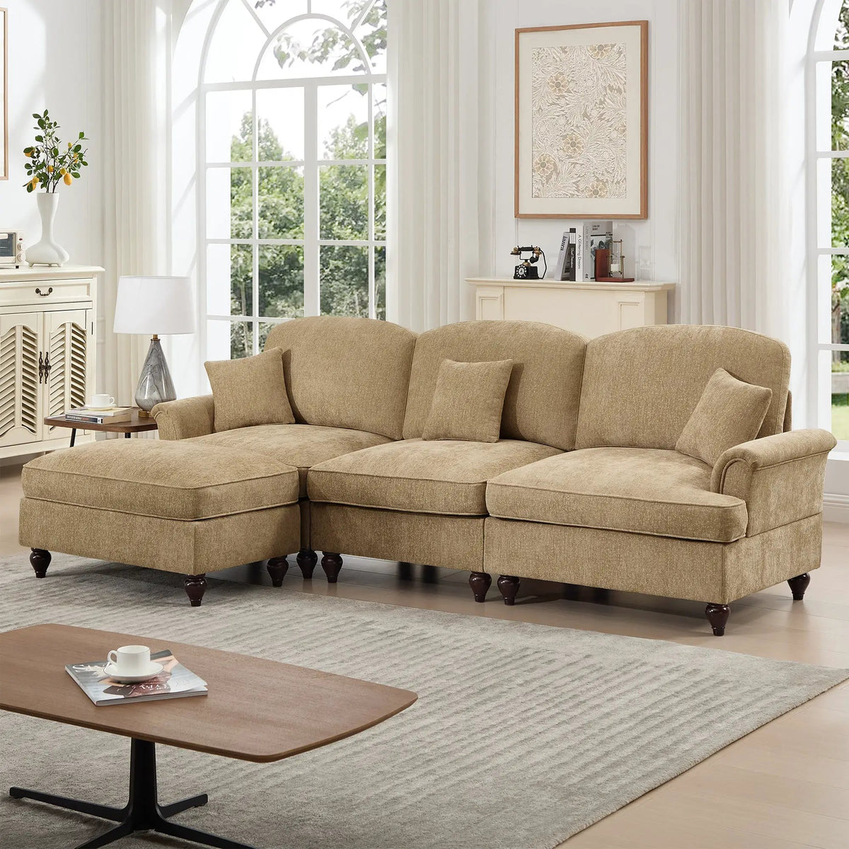 Mid Century Three Seater Modular L Shaped Sectional Couch, photo 4 of 10