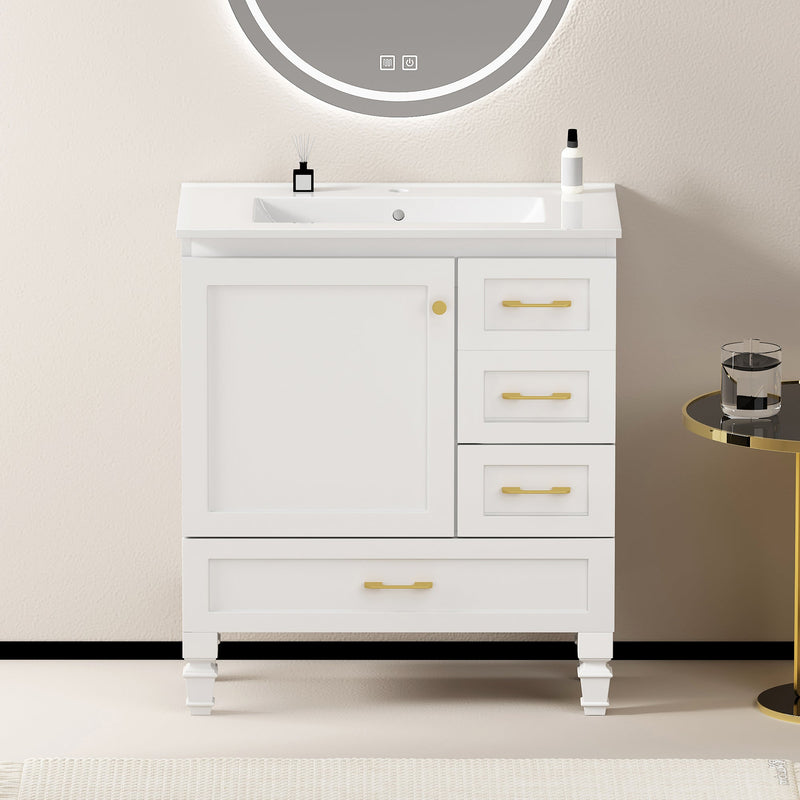 30" White Bathroom Vanity with Abundant Storage by HouseOfZazla